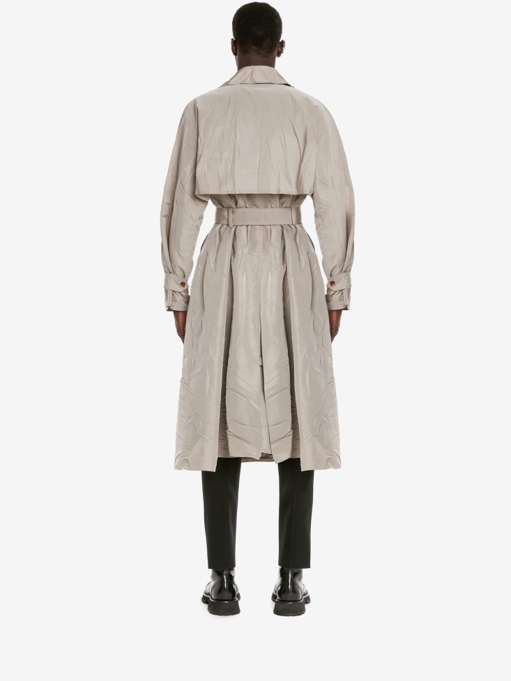 Stone Men's Kimono-Inspired Trench Coat Fashion Alexander McQueen