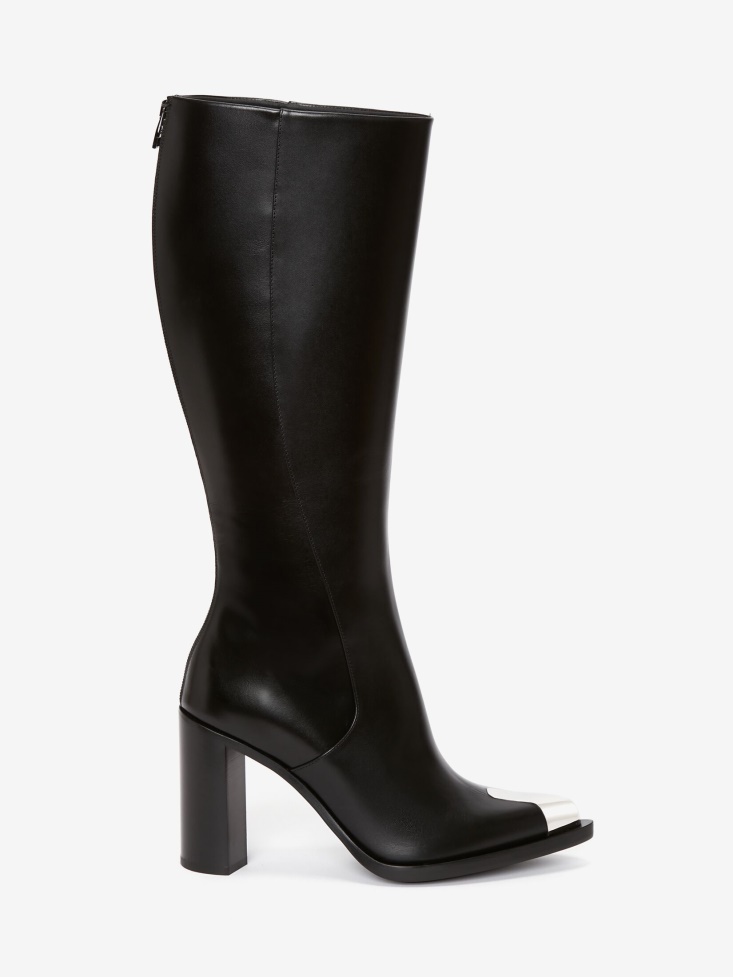White/Lichen Women's Punk Knee High Boot Fashion Alexander McQueen