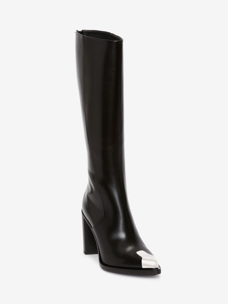 White/Lichen Women's Punk Knee High Boot Fashion Alexander McQueen
