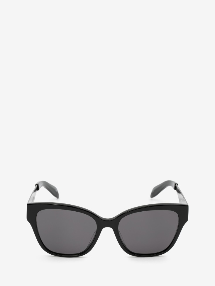 Fashion Alexander McQueen Ruthenium Women's in Graffiti Cat-Eye Sunglasses With Metal Temples