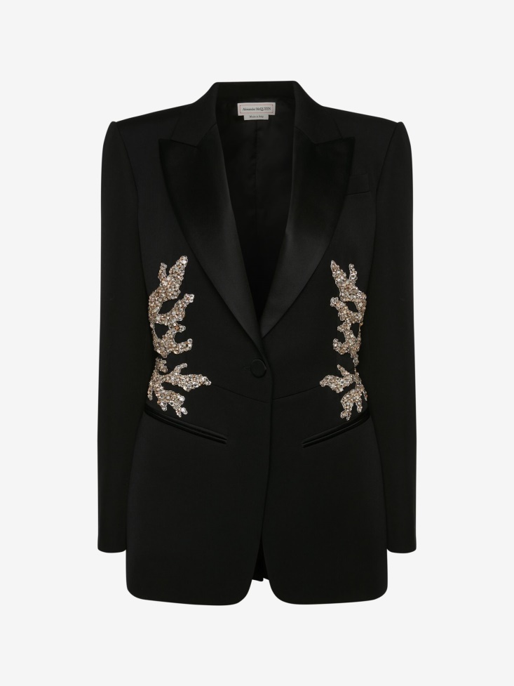 Fashion Alexander McQueen Women's Mycelium Embroidery Kickback Jacket Black