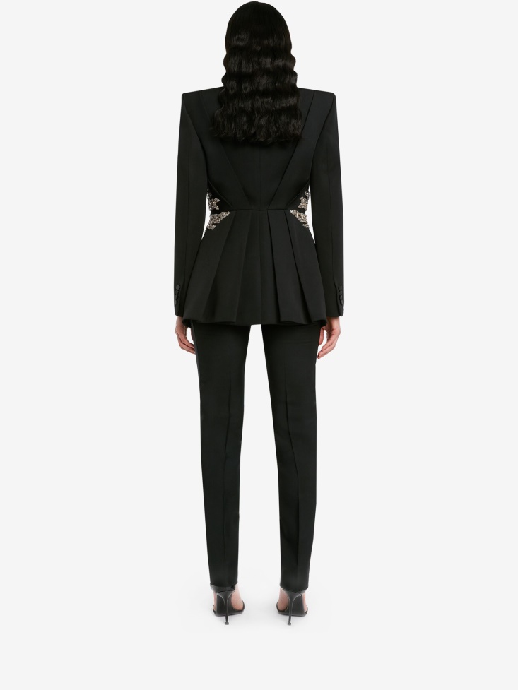 Fashion Alexander McQueen Women's Mycelium Embroidery Kickback Jacket Black