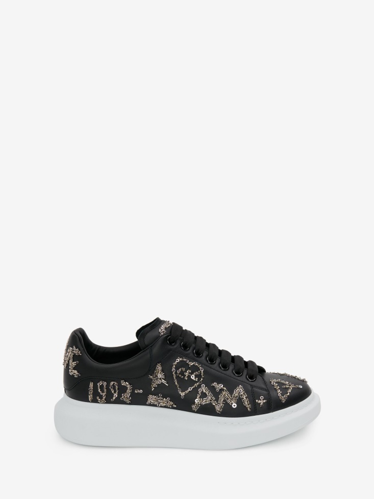 Men's Tree Graffiti Oversized Sneaker Black/Silver Fashion Alexander McQueen