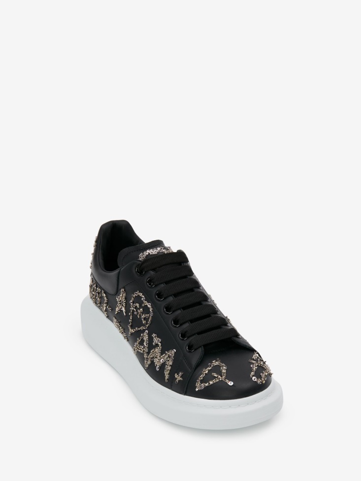 Men's Tree Graffiti Oversized Sneaker Black/Silver Fashion Alexander McQueen