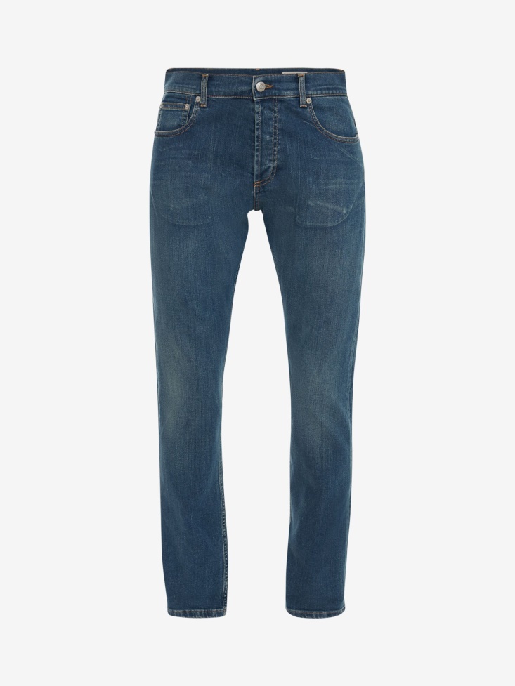 Fashion Alexander McQueen Washed Blue Men's in Graffiti Jeans