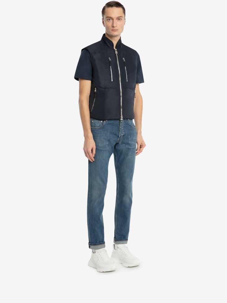 Fashion Alexander McQueen Washed Blue Men's in Graffiti Jeans