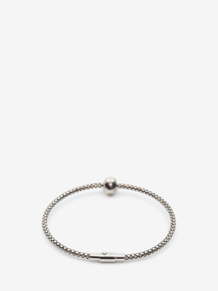 Antique Silver Men's Metal Cord Skull Bracelet Fashion Alexander McQueen