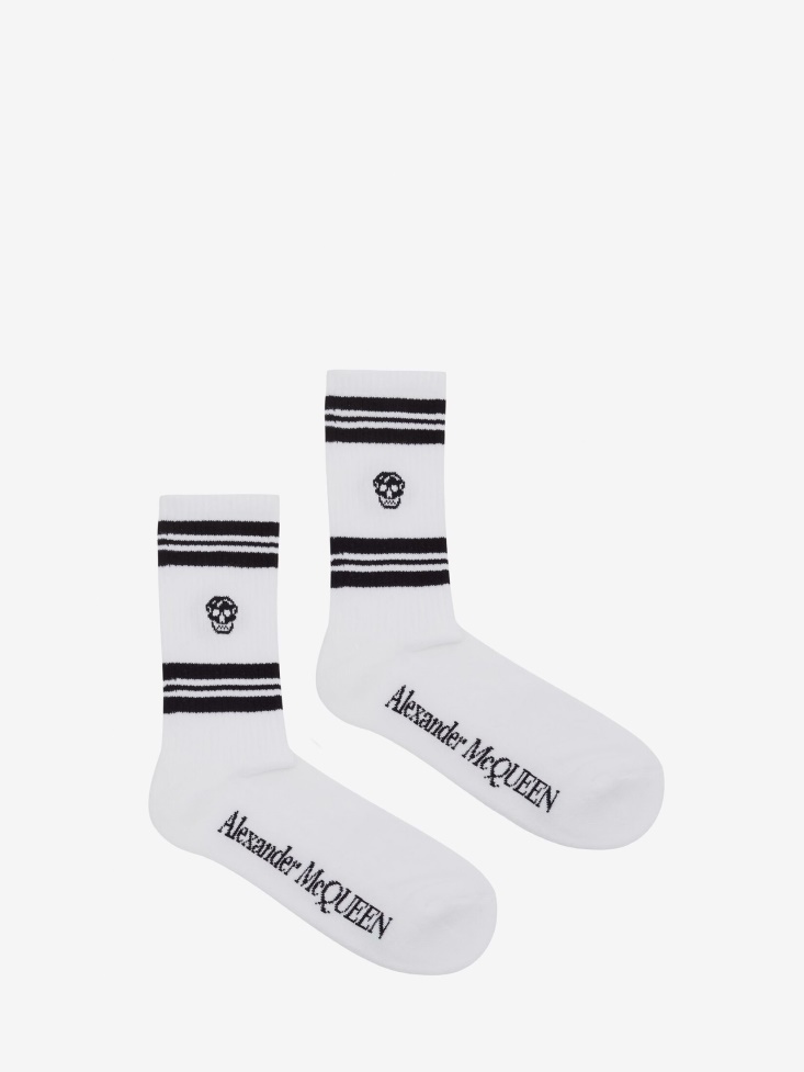 Men's Skull Sport Socks Fashion Alexander McQueen White/Black
