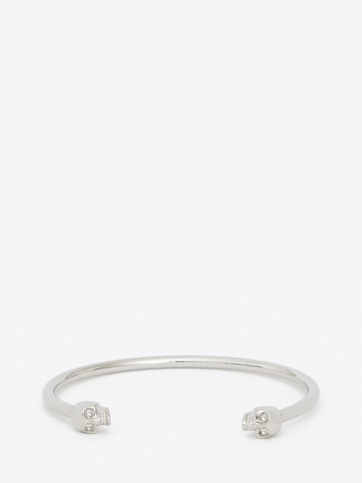 Fashion Alexander McQueen Women's Thin Twin Skull Bracelet Antique