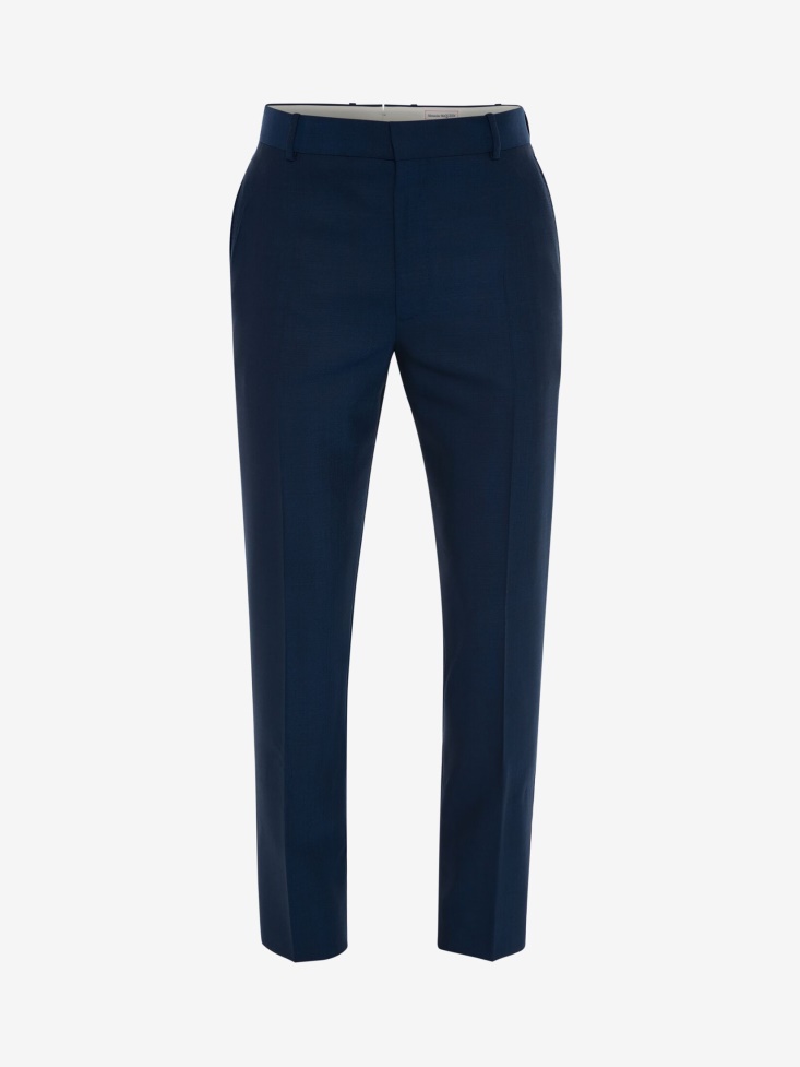 Men's Tailored Cigarette Trousers Fashion Alexander McQueen Deep Blue