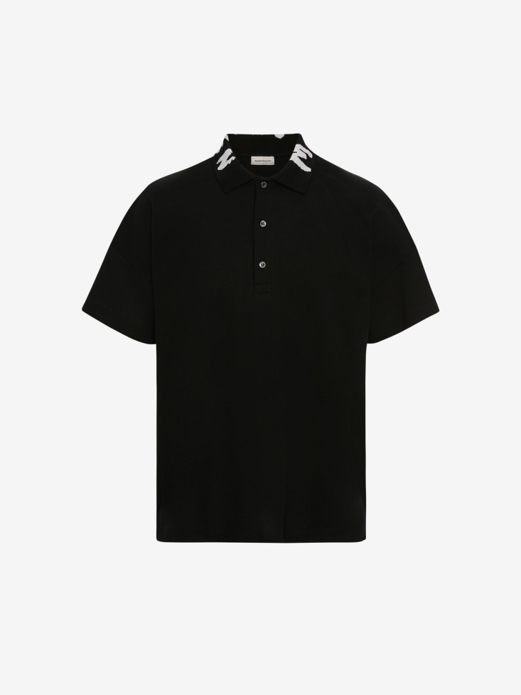 Fashion Alexander McQueen Black Men's Logo Polo