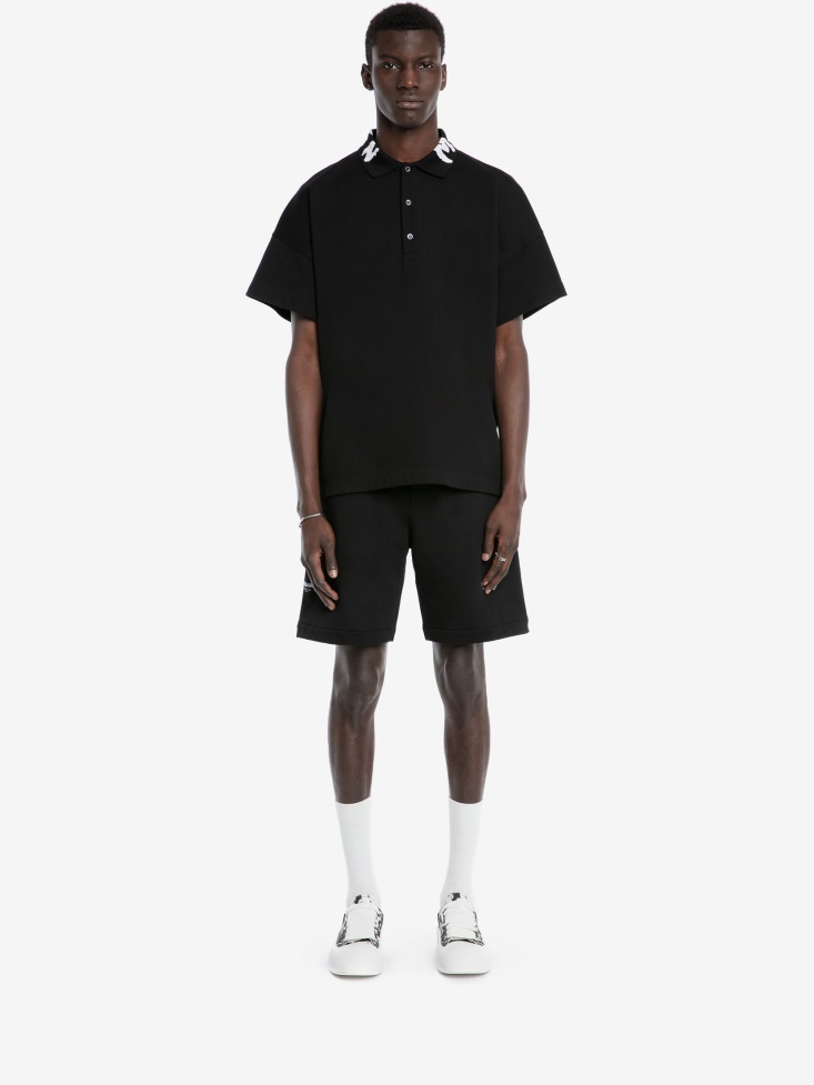 Fashion Alexander McQueen Black Men's Logo Polo