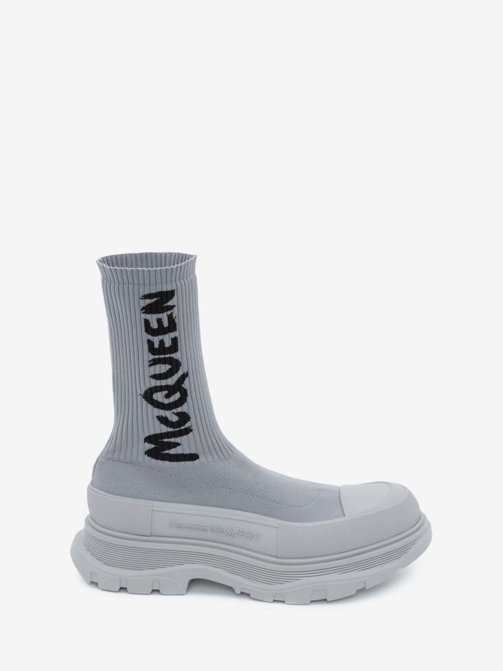 Men's in Graffiti Knit Tread Slick Boot Grey Fashion Alexander McQueen