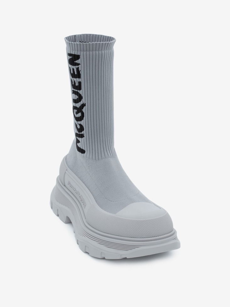 Men's in Graffiti Knit Tread Slick Boot Grey Fashion Alexander McQueen