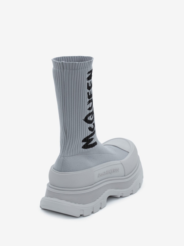 Men's in Graffiti Knit Tread Slick Boot Grey Fashion Alexander McQueen