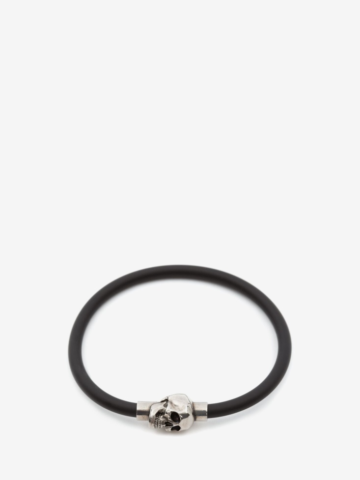 Black Men's Rubber Cord Skull Bracelet Fashion Alexander McQueen
