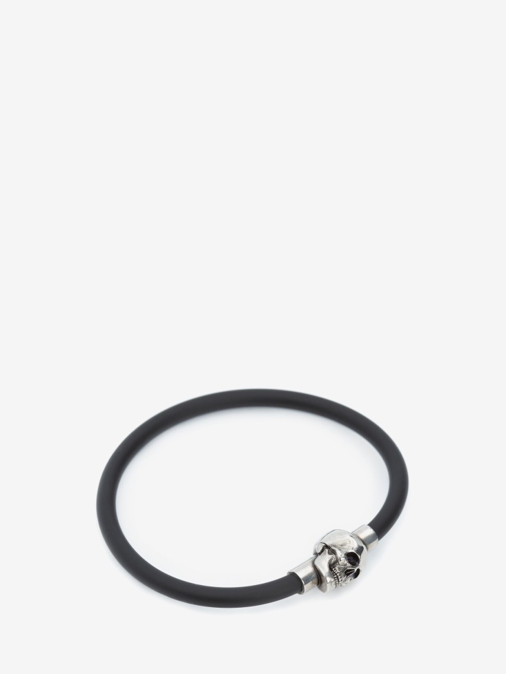 Black Men's Rubber Cord Skull Bracelet Fashion Alexander McQueen