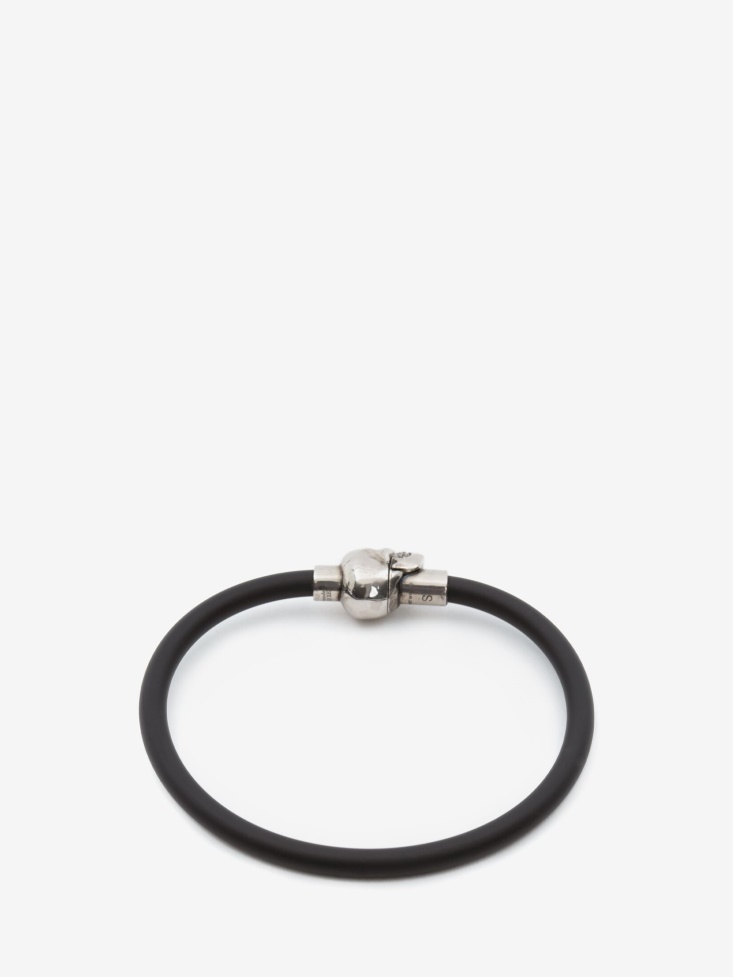 Black Men's Rubber Cord Skull Bracelet Fashion Alexander McQueen