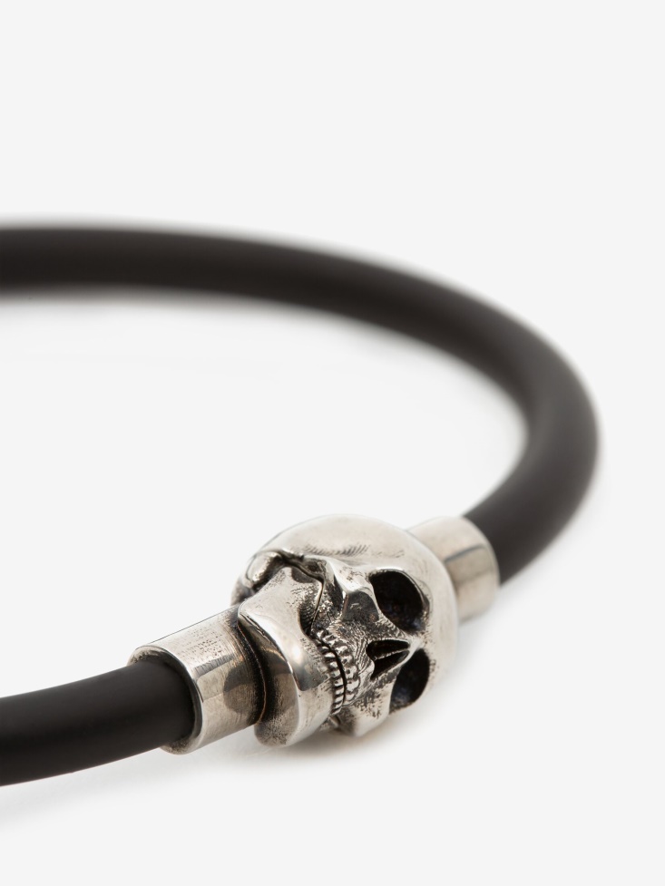 Black Men's Rubber Cord Skull Bracelet Fashion Alexander McQueen