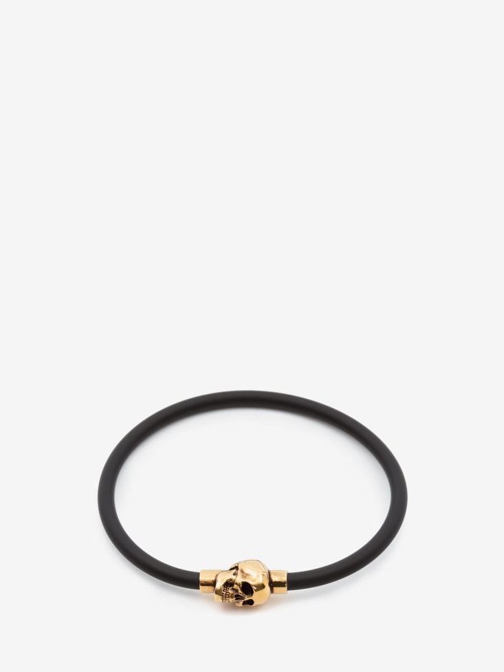 Men's Rubber Cord Skull Bracelet Fashion Alexander McQueen Black