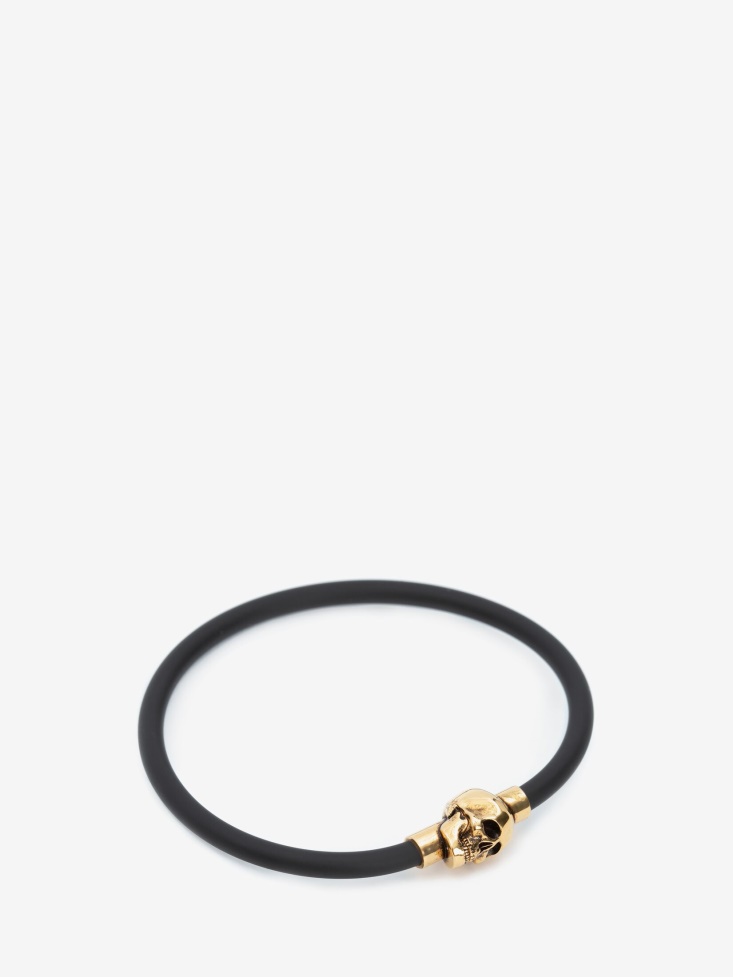 Men's Rubber Cord Skull Bracelet Fashion Alexander McQueen Black