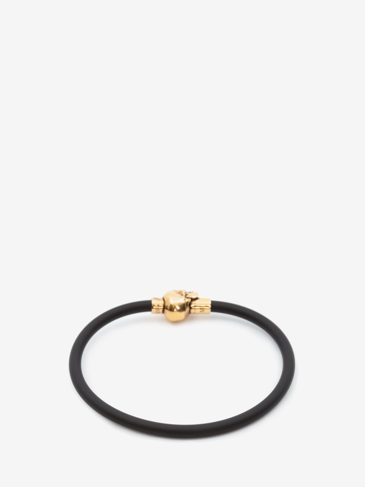 Men's Rubber Cord Skull Bracelet Fashion Alexander McQueen Black