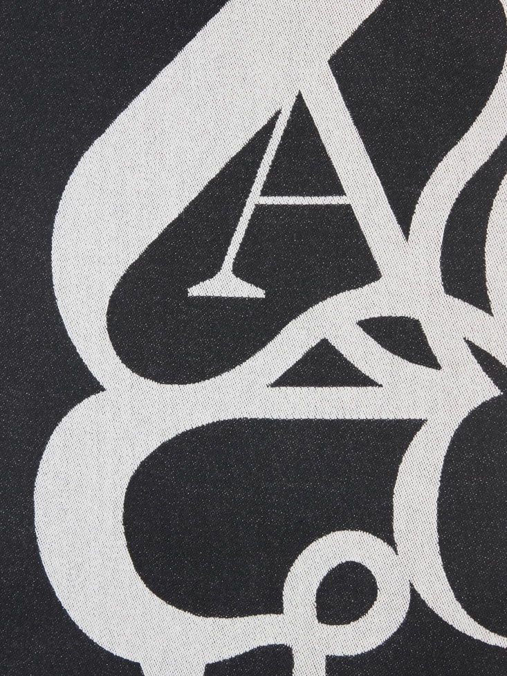 Fashion Alexander McQueen Black/Ivory Women's Oversized Seal Logo Scarf