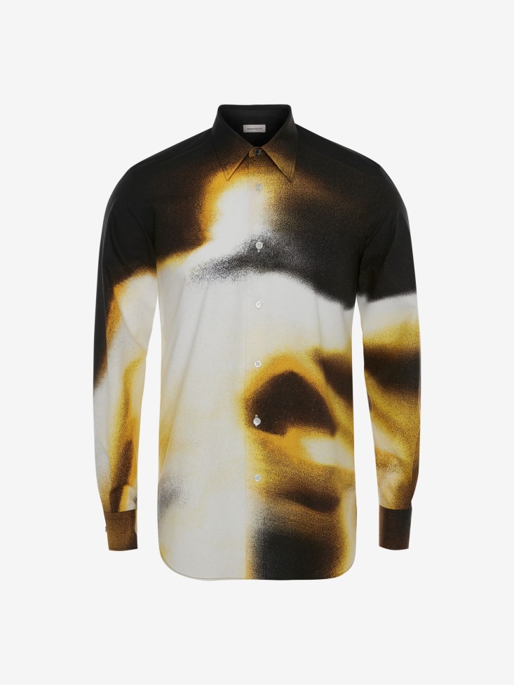 Black/Pop Yellow Men's Cotton Poplin Silhouette Shirt Fashion Alexander McQueen