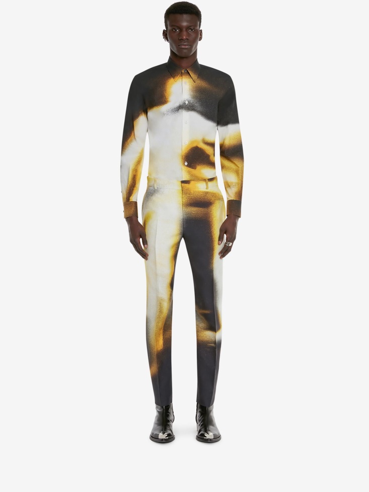 Black/Pop Yellow Men's Cotton Poplin Silhouette Shirt Fashion Alexander McQueen