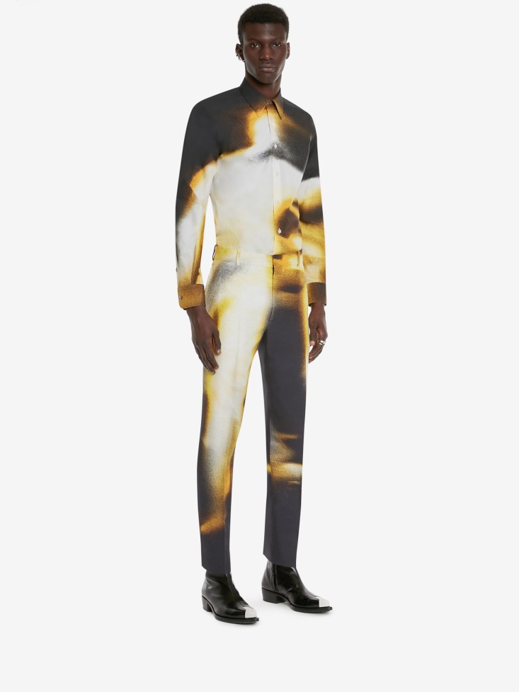Black/Pop Yellow Men's Cotton Poplin Silhouette Shirt Fashion Alexander McQueen