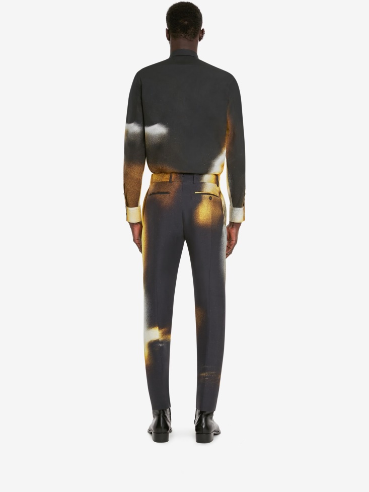 Black/Pop Yellow Men's Cotton Poplin Silhouette Shirt Fashion Alexander McQueen