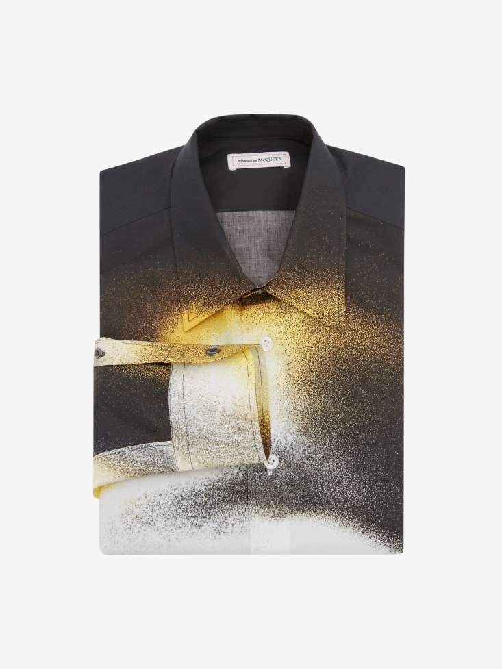Black/Pop Yellow Men's Cotton Poplin Silhouette Shirt Fashion Alexander McQueen