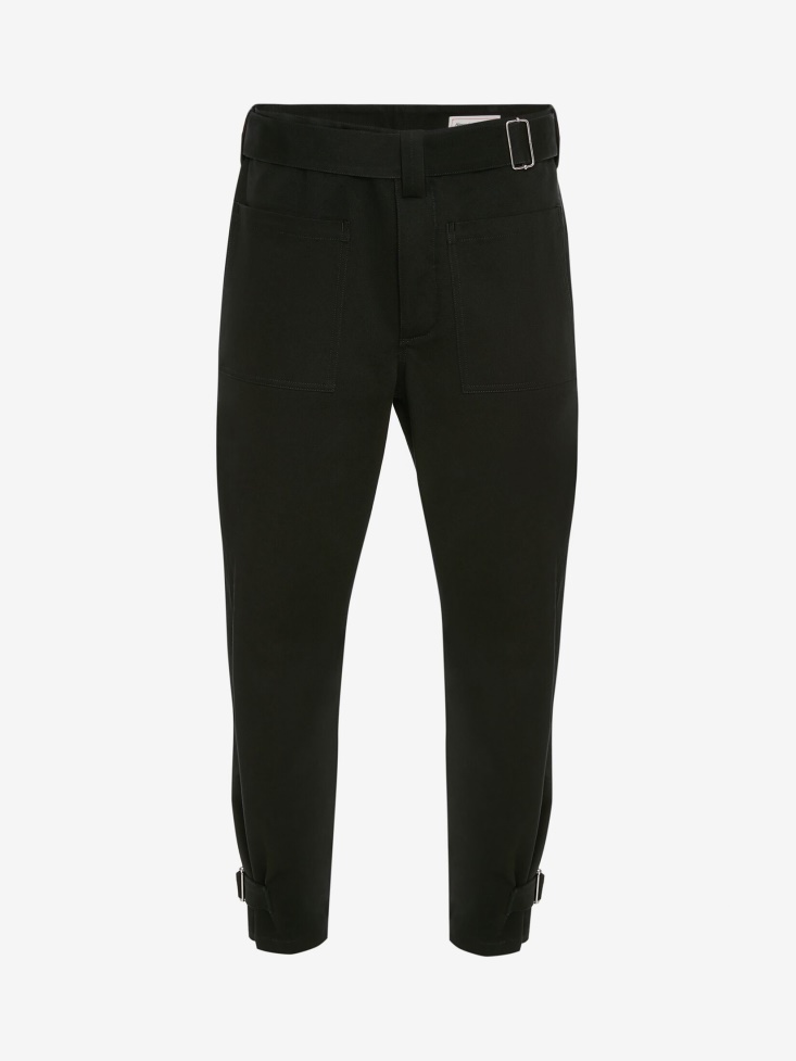 Fashion Alexander McQueen Men's Belted Military Trousers Black