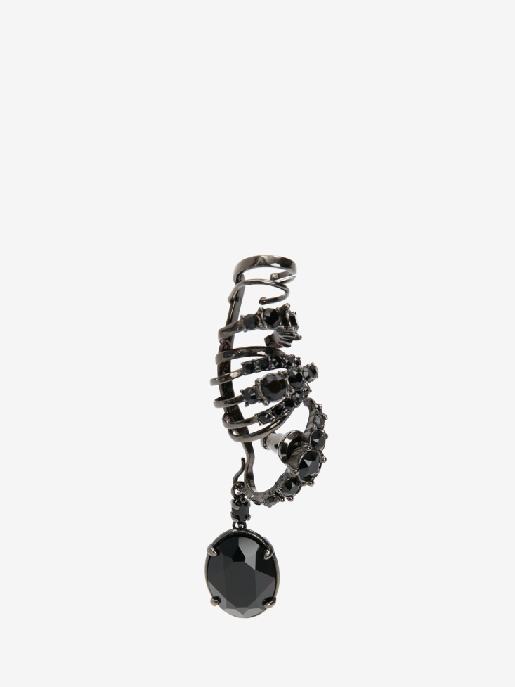 Women's Crystal Drop Multi Hoop Earpiece Fashion Alexander McQueen Black