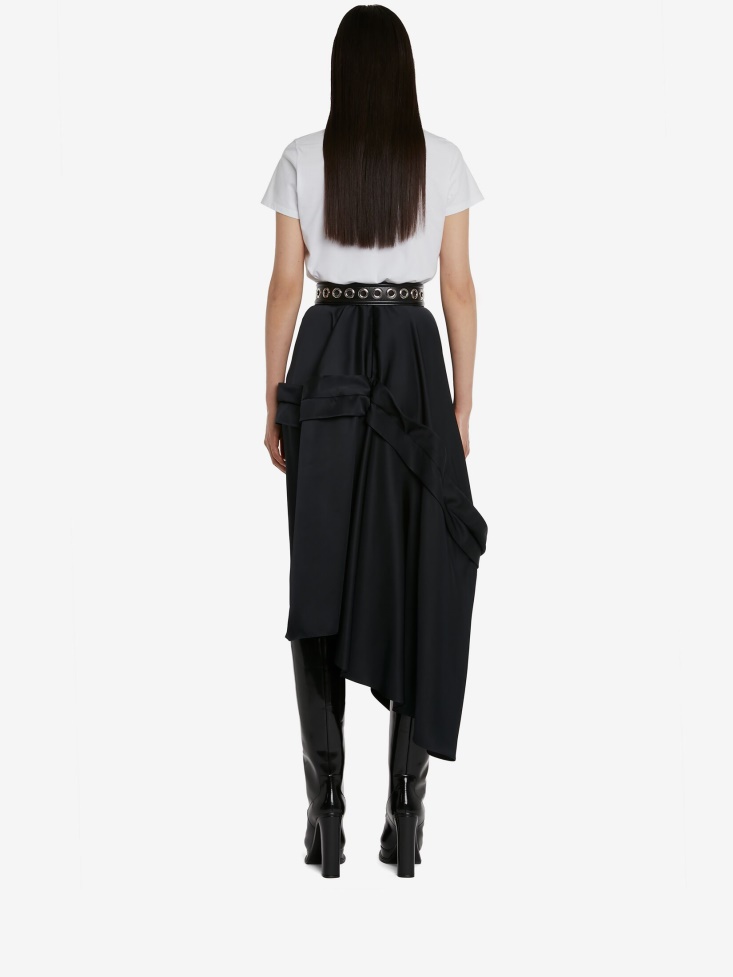 Fashion Alexander McQueen Women's Bustier Print T-Shirt White/Black