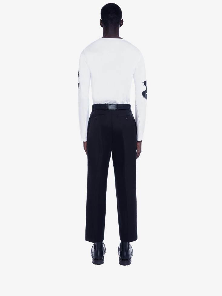 Men's in Graffiti Long Sleeve T-Shirt White/Black Fashion Alexander McQueen