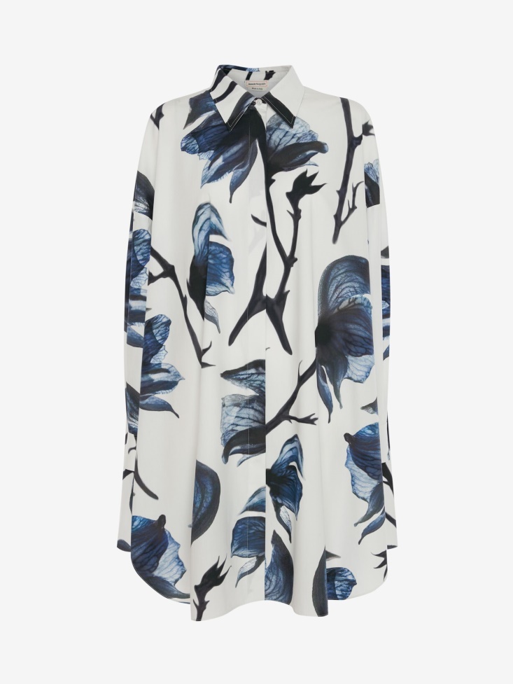 Women's Cotton Poplin Bellflower Dress Fashion Alexander McQueen Blue