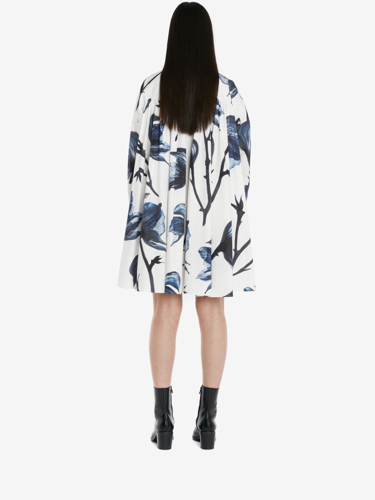 Women's Cotton Poplin Bellflower Dress Fashion Alexander McQueen Blue
