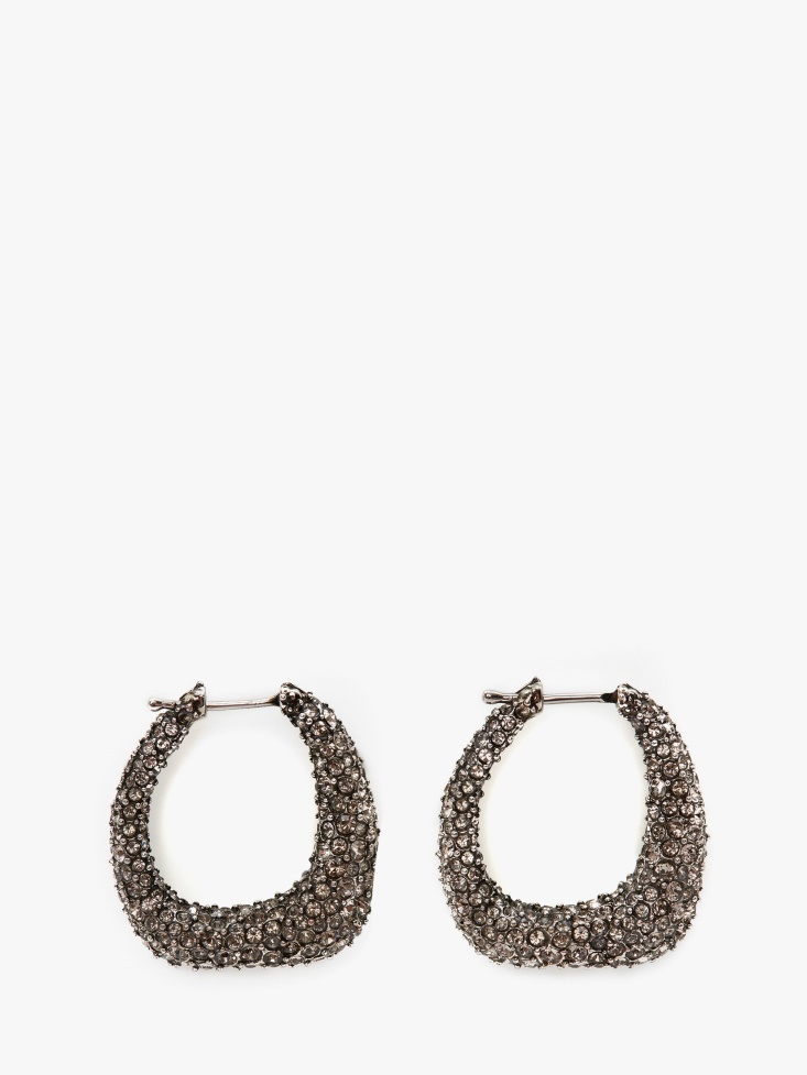 Fashion Alexander McQueen Antique Silver Women's Molten Pave Earrings