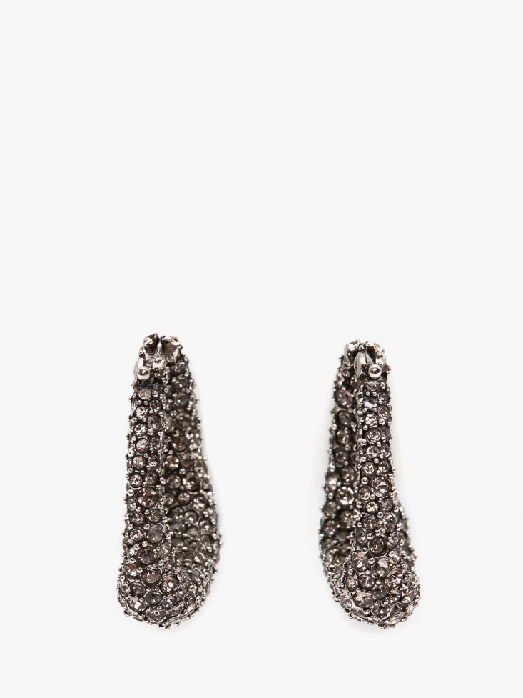 Fashion Alexander McQueen Antique Silver Women's Molten Pave Earrings