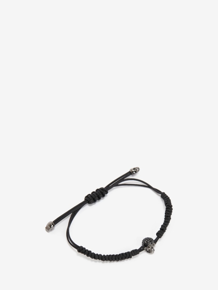 Fashion Alexander McQueen Men's Pave Skull Friendship Bracelet Black