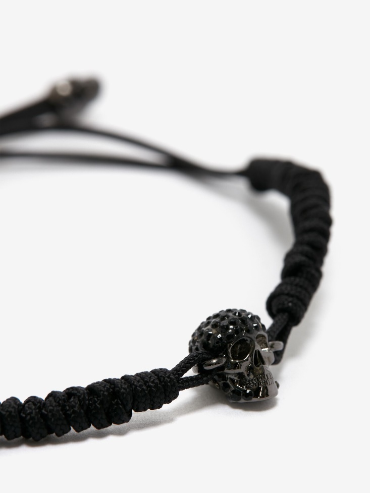 Fashion Alexander McQueen Men's Pave Skull Friendship Bracelet Black
