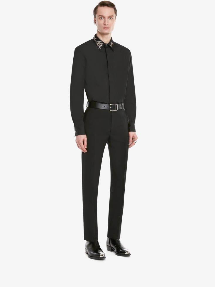 Men's Cotton Poplin Tree Graffiti Shirt Fashion Alexander McQueen Black
