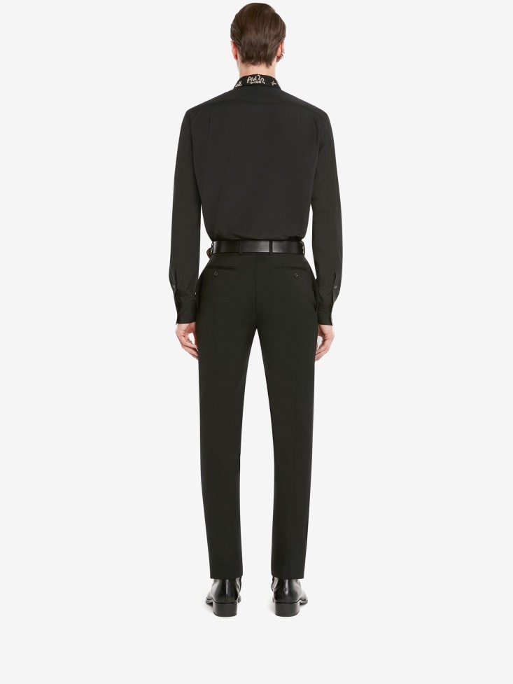 Men's Cotton Poplin Tree Graffiti Shirt Fashion Alexander McQueen Black