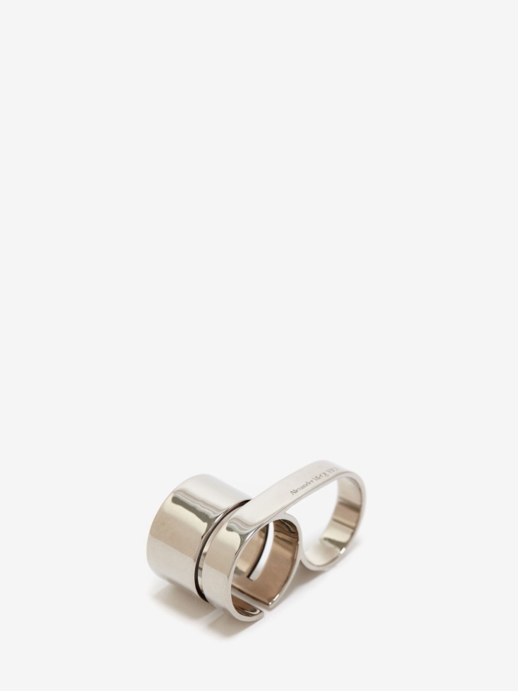 Fashion Alexander McQueen Men's Double Ring Antique Silver