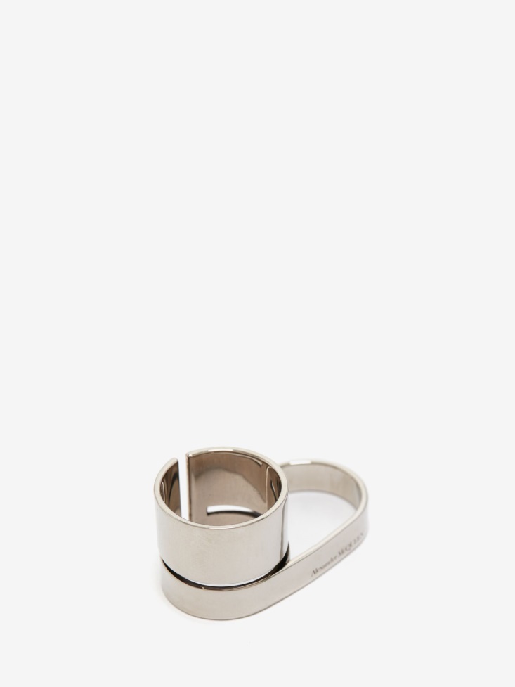 Fashion Alexander McQueen Men's Double Ring Antique Silver