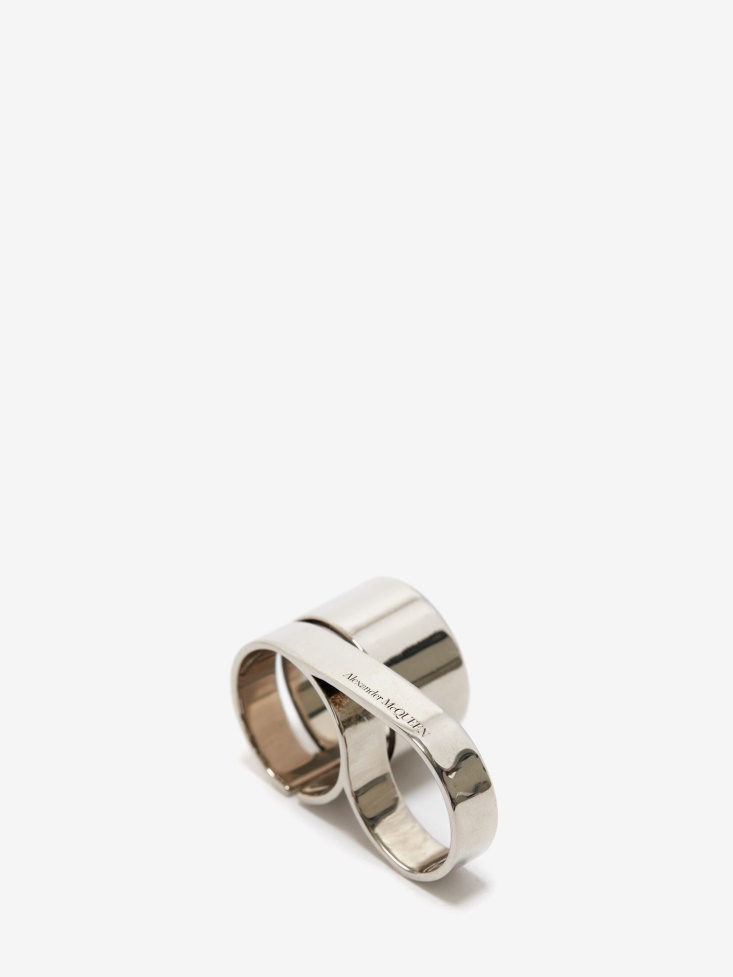 Fashion Alexander McQueen Men's Double Ring Antique Silver