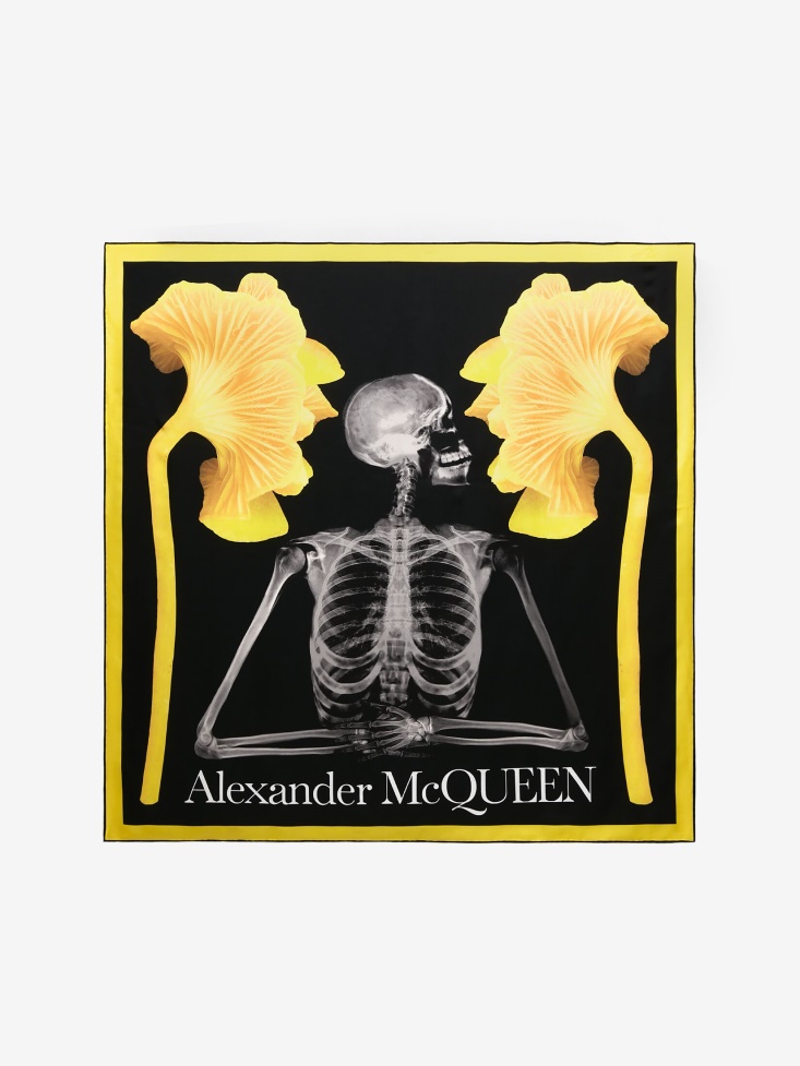 Women's Mushroom Skeleton Foulard Fashion Alexander McQueen Black/Yellow