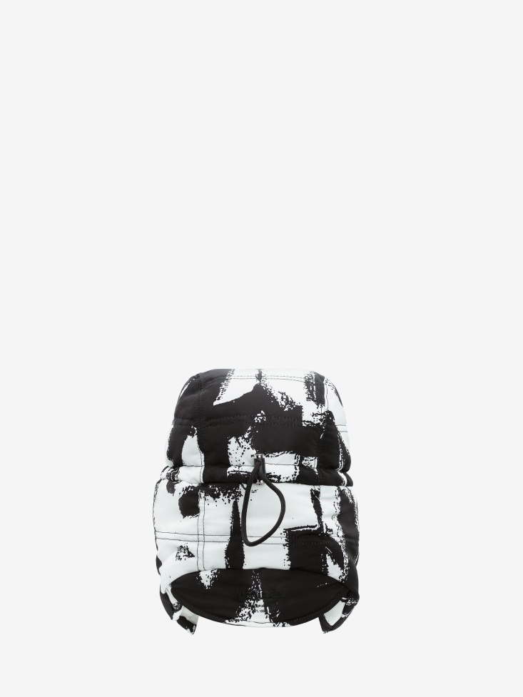 Fashion Alexander McQueen Black/Ivory Men's in Graffiti Puffer Hat