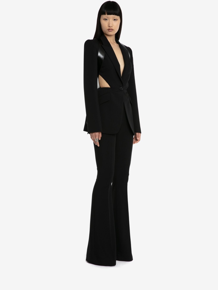 Fashion Alexander McQueen Women's High Waisted Flared Trousers Black
